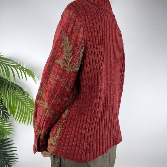 Vintage 90s Red Floral Bohemian Cottagecore Fairy Grunge Jacket Cardigan / S - Picture 2 of 7